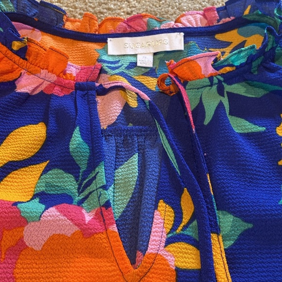 Sugarlips Heat Wave Dupont Bubble Crepe Top Multi Color Sz XL - Picture 3 of 9